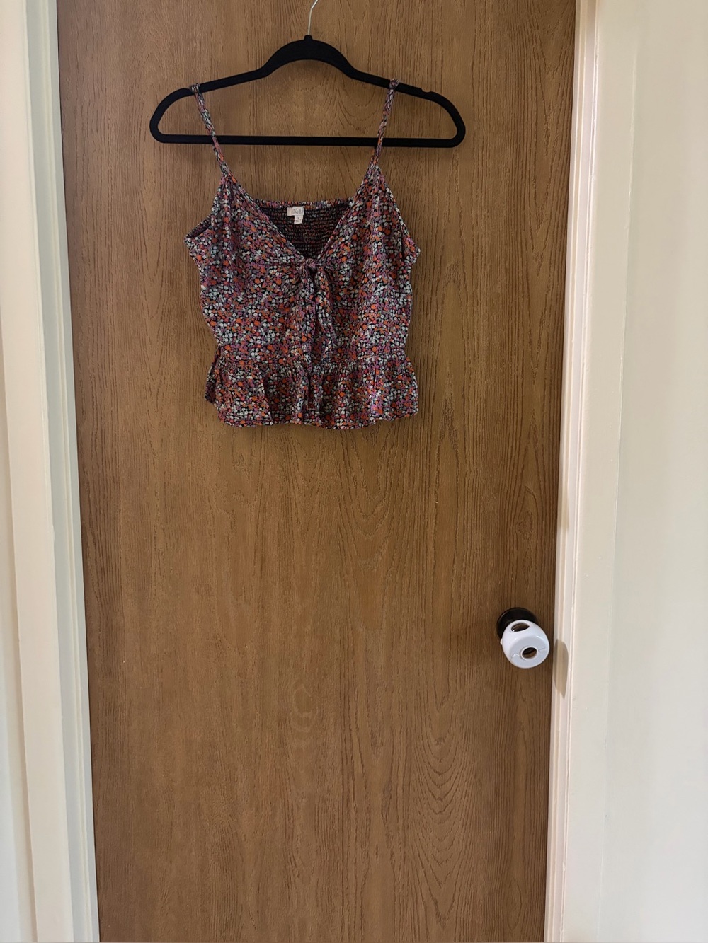 Patrons of Peace Multicolor Floral Tie-Front Smocked Cami